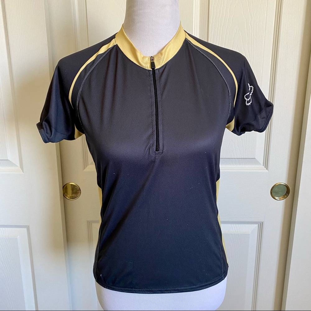 Fox Racing Women's MTB Cycling Jersey Black Gold Quarter‎ Zip Rear Pockets